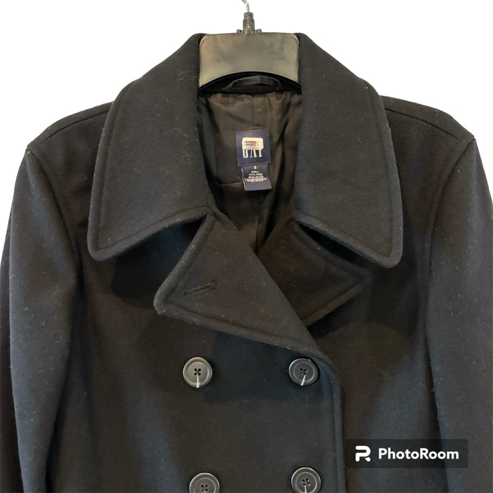 74% wool GAP peacoat, black, size small.  Great condition. - Picture 5 of 9